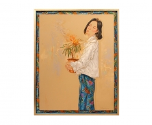 Lady with flower batik4915